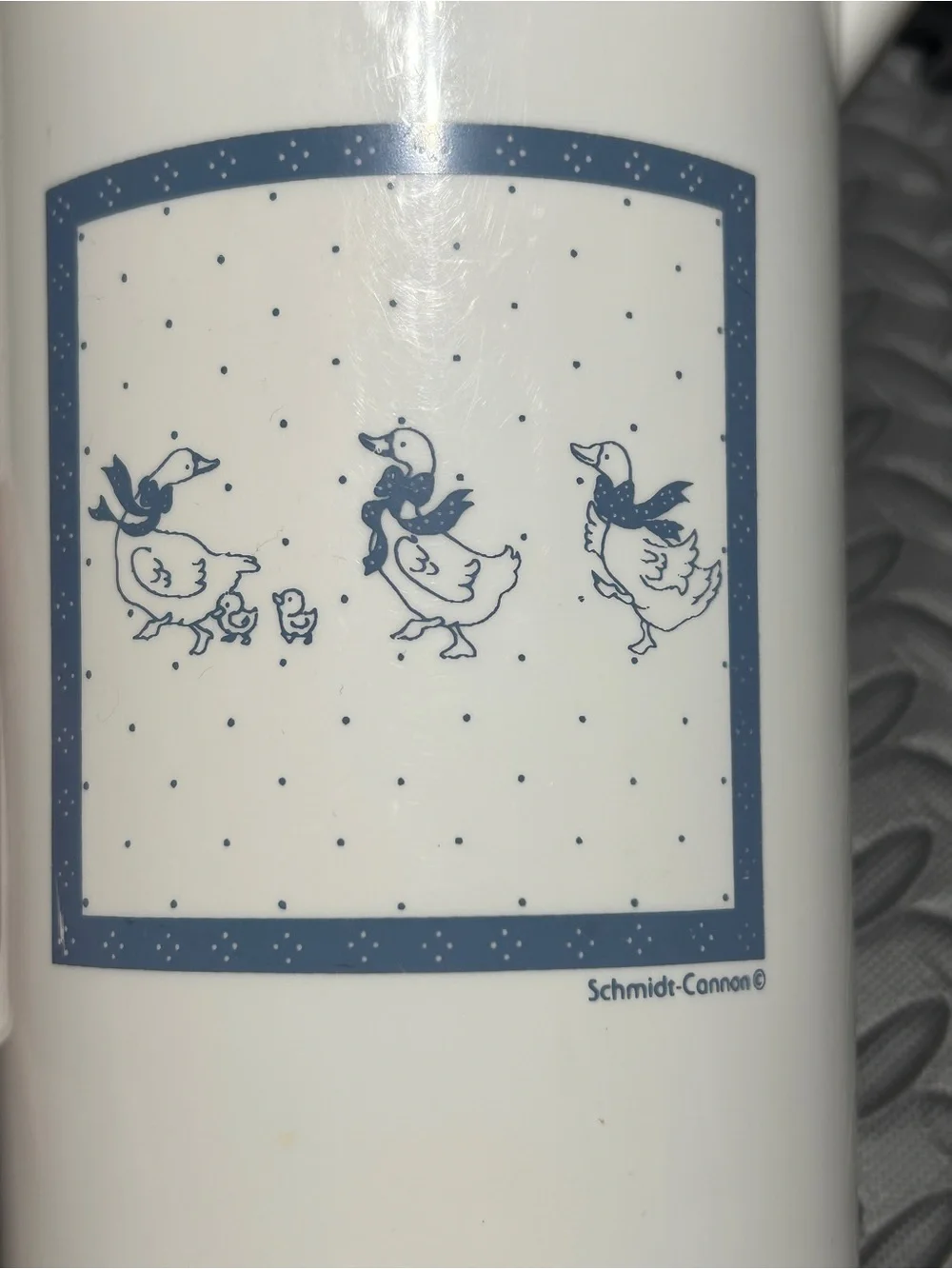 Schmidt-Cannon Vintage Cottage Core White/Blue Goose Pattern Pitcher